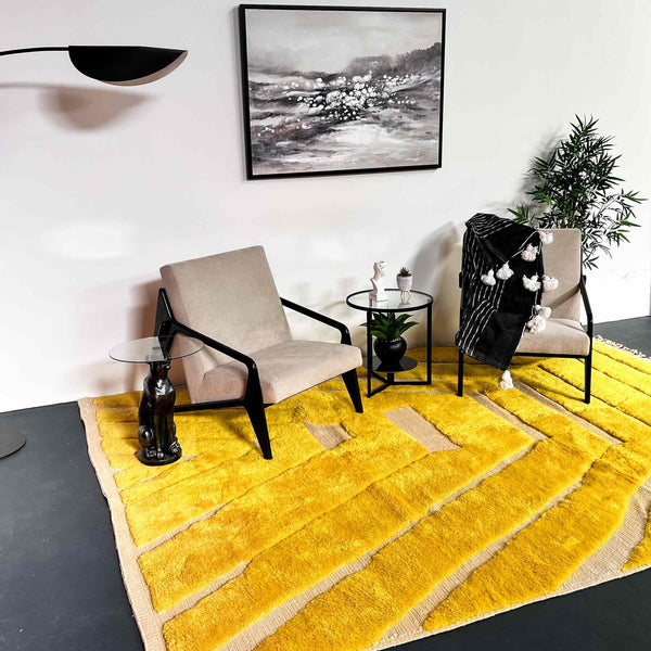 Yellow Beni Ourain Rug: How to Decorate with a Unique Handmade Masterpiece - azilal rug