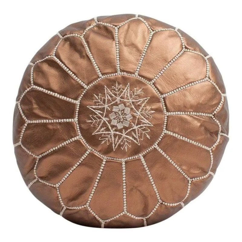 Bronze Faux Leather Pouf 