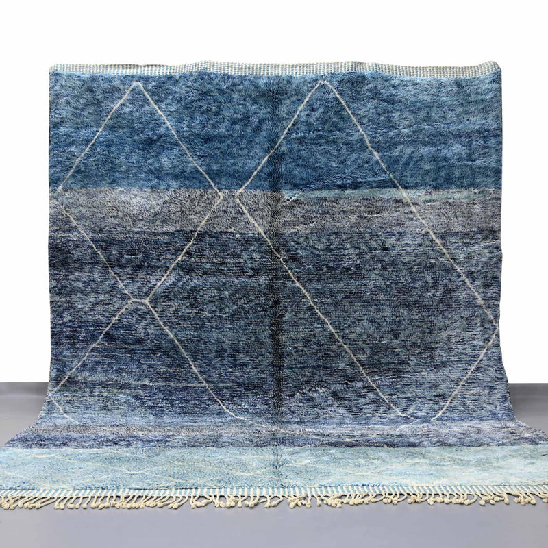 Beni Ourain Rugs, Cobalt Beni Mrirt Rug 8.2  X 10 ft /  252 X 305 cm 