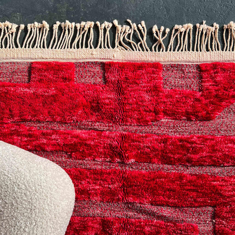 Beni Ourain Rugs, Ruby Rouge Beni Mrirt Rug 8.2 x 10.1 feet / 250 x 310 cm 