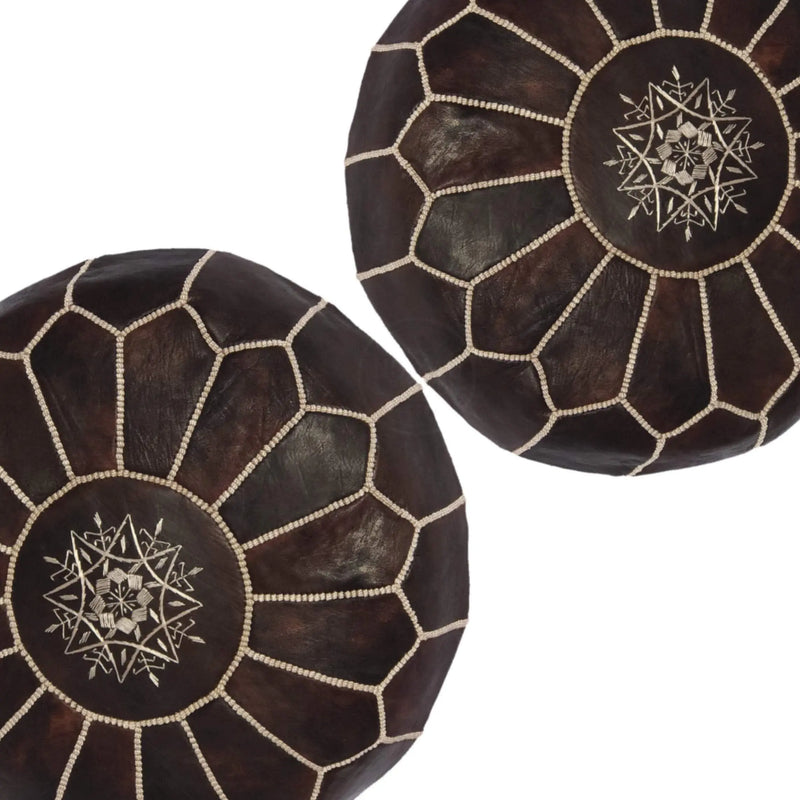 Set of 2 Dark Brown Poufs - Ettilux Home