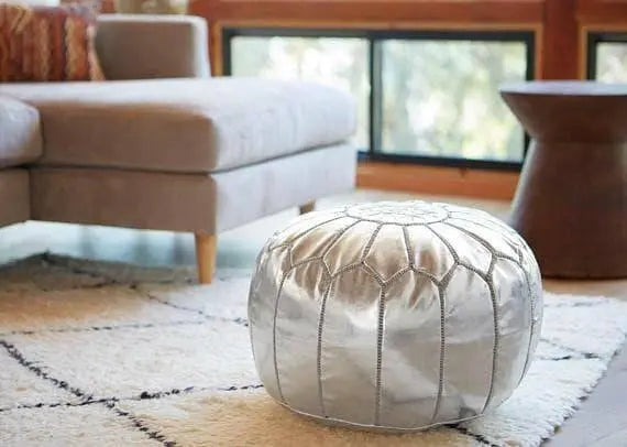 Set of 4 Silver Poufs - Ettilux Home