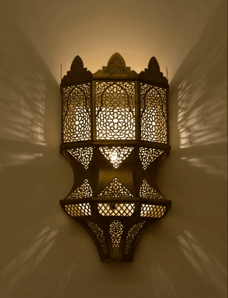 wall sconce, traditional sconce, moroccan lamp, moroccan sconce, sconce lamp, wall lamp, brass sconce, moroccan mosaic lighting - Ettilux Home